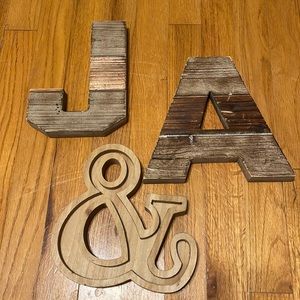 Wooden letters A & J
